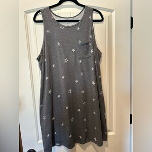 Sonoma Gray and White Star Tank Dress.  XL